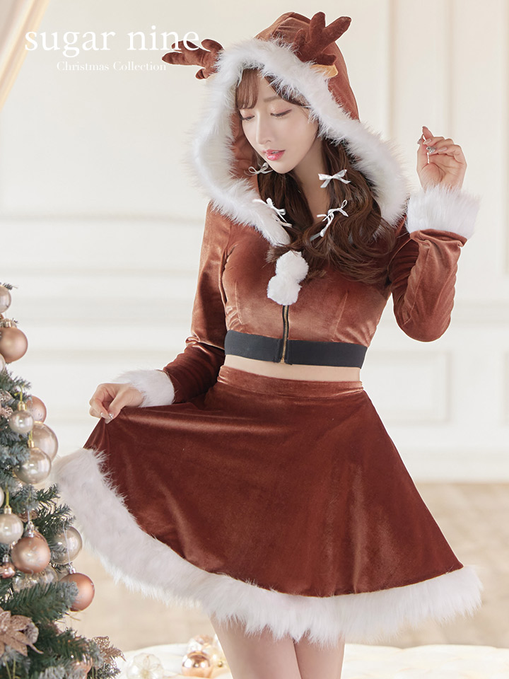 即日発送】フード/ トナカイ/ セットアップ/ フレアサンタ【sugar nine