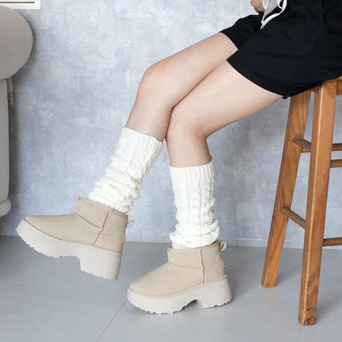 厚底チャンキーヒールムートンブーツ(S キャメル): ブーツ | ジェリー