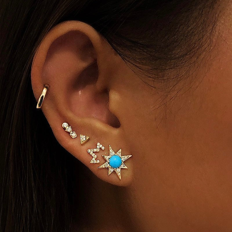 ANZIE Aztec Mini Starburst Stud Earrings with Opal, Turquoise or