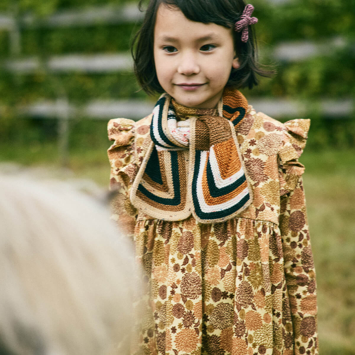 Ruffle Sleeve Dress in Acorn Crysanthemum by Misha & Puff – Junior