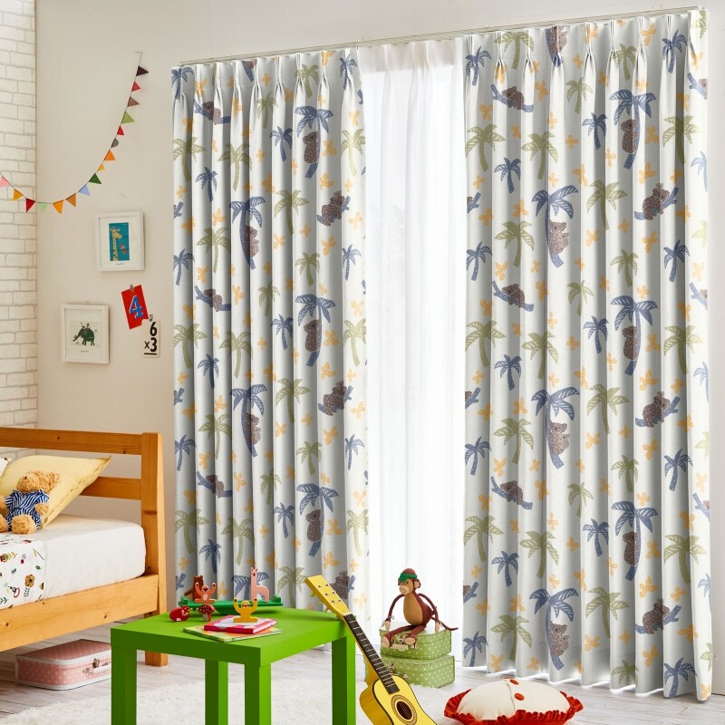 コアラビーチ カフェカーテン JD-52050 ブルー ｜ジャストカーテン