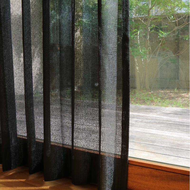 ミラー】スノークラッシュ レースカーテン JC-11006 ブラック