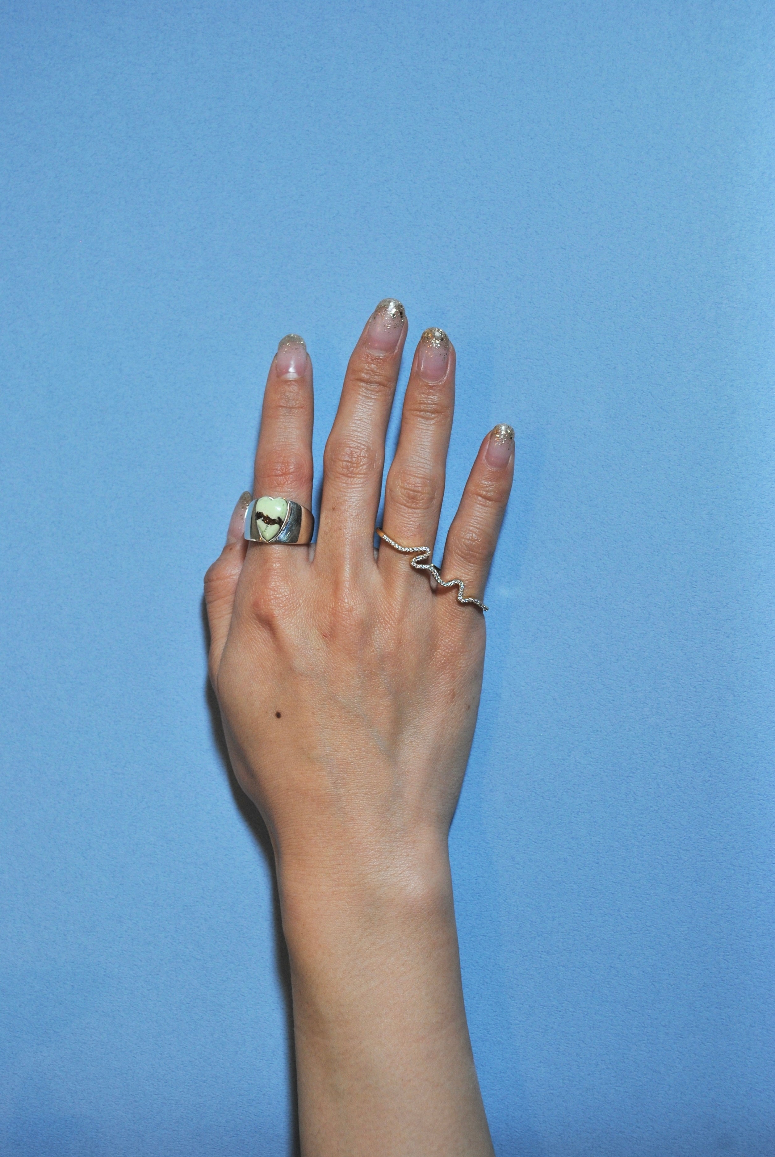 モアサナイト/gold）handwritten double finger ring – ödül