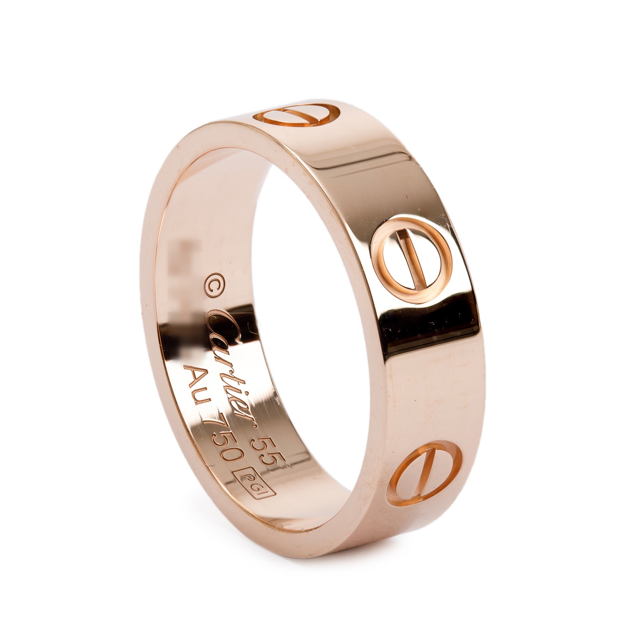 Cartier 18k Rose Gold 5.5 MM Love Ring, Size 55 7.25 w