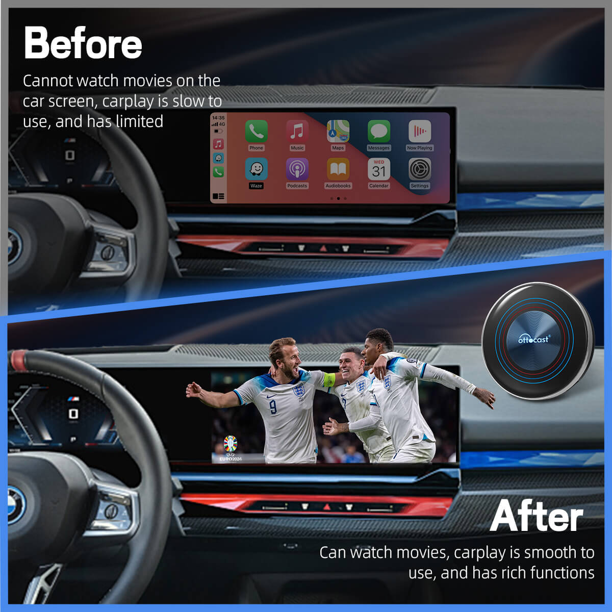 OttoAibox i3 BMW Exclusive Android 13 Wireless CarPlay AI Box