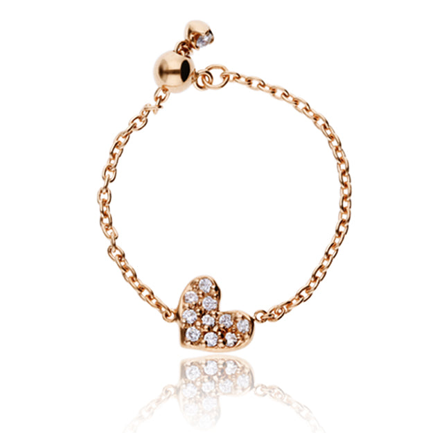 K18/Pt「ペレットハート」チェーンリング｜【オレフィーチェ】Orefice