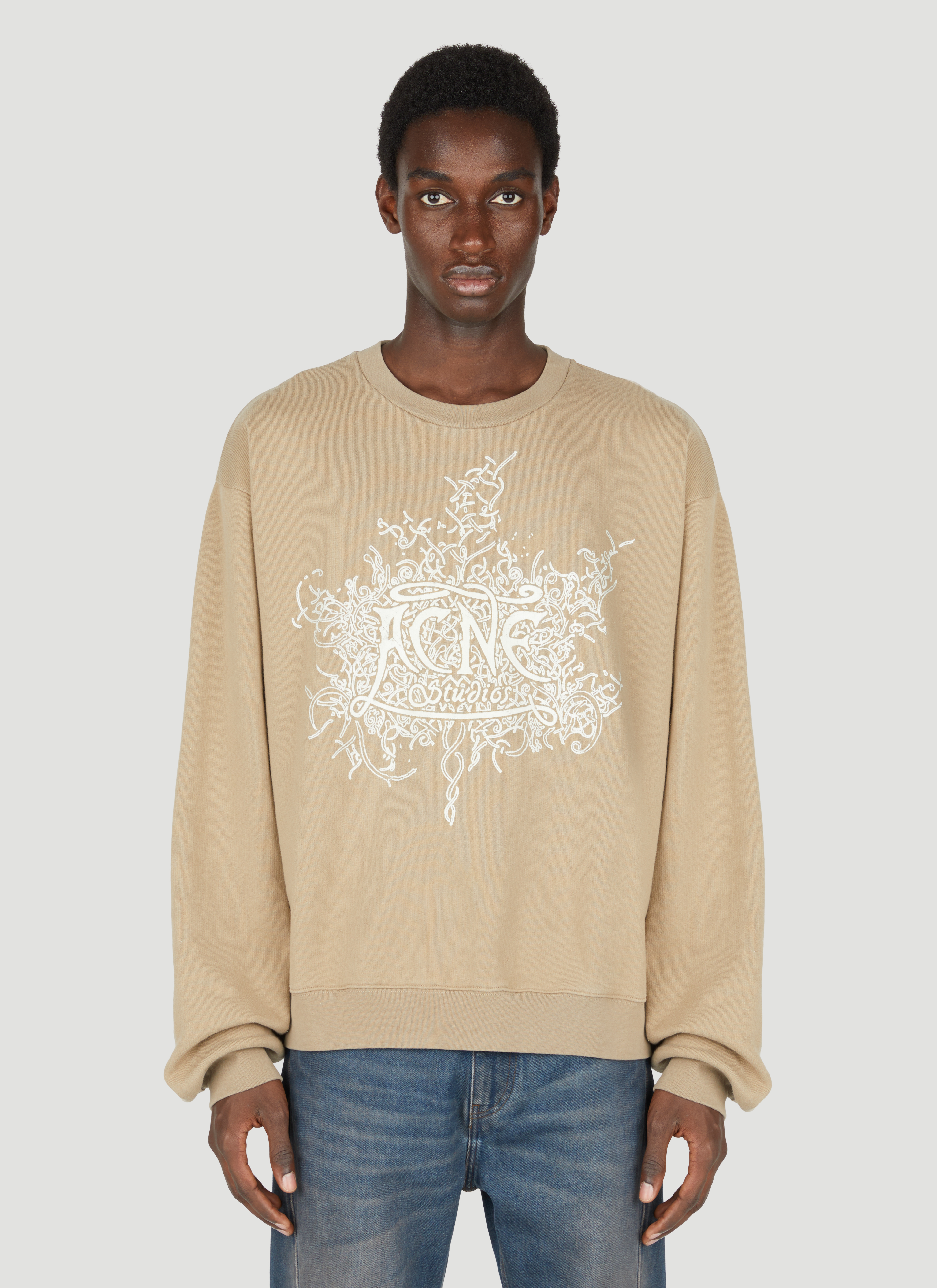 Acne Studios Men's' Glow In The Dark Logo Sweater in Beige | LN-CC®