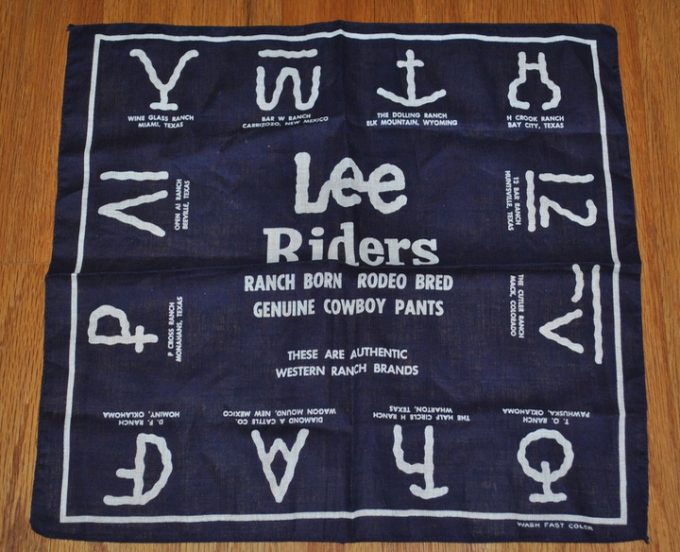 推定1950年代 Lee 牧場ブランド（焼印）柄 バンダナ | ロングホーン
