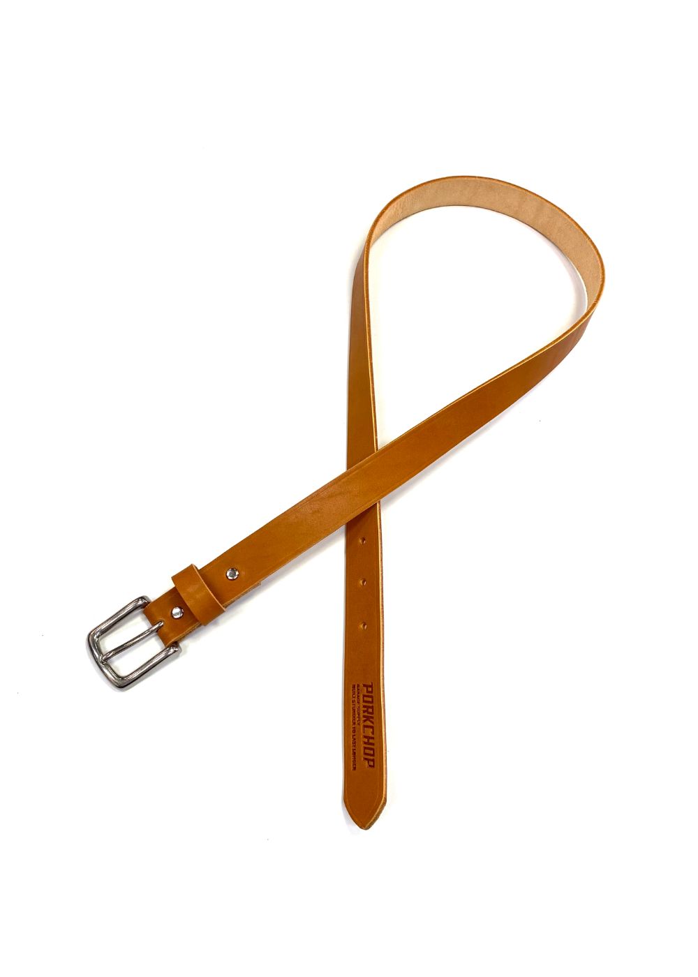 PORKCHOP GARAGE SUPPLY - LEATER BELT (CAMEL) / レザー ナロー