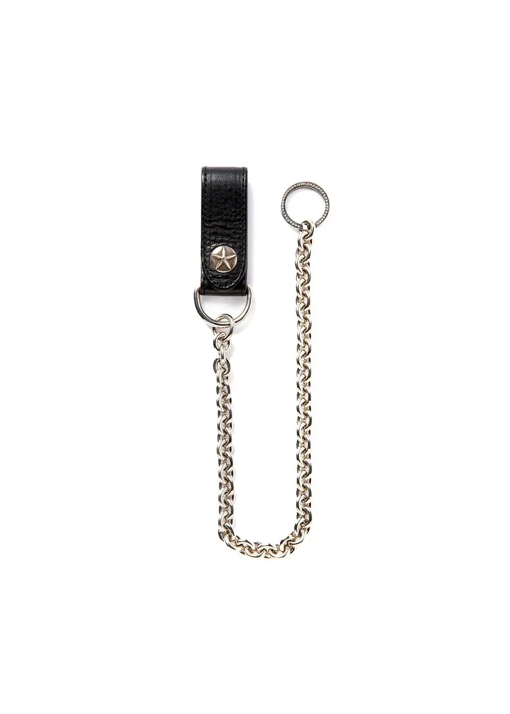 CALEE - SILVER STAR CONCHO LEATHER WALLET CHAIN (BLACK) / シルバー