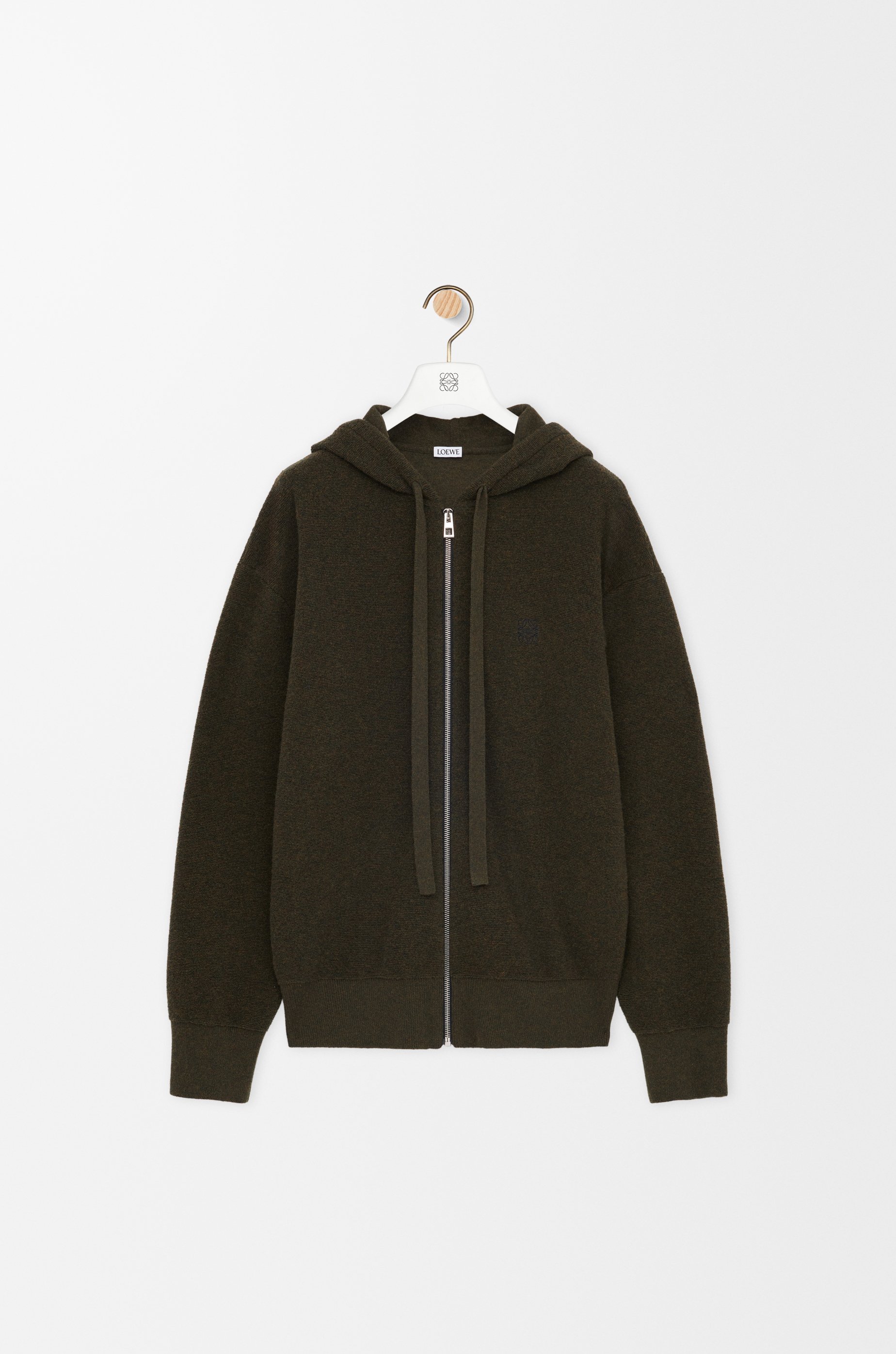 Anagram zip-up hoodie in wool Green - LOEWE USA Official Website