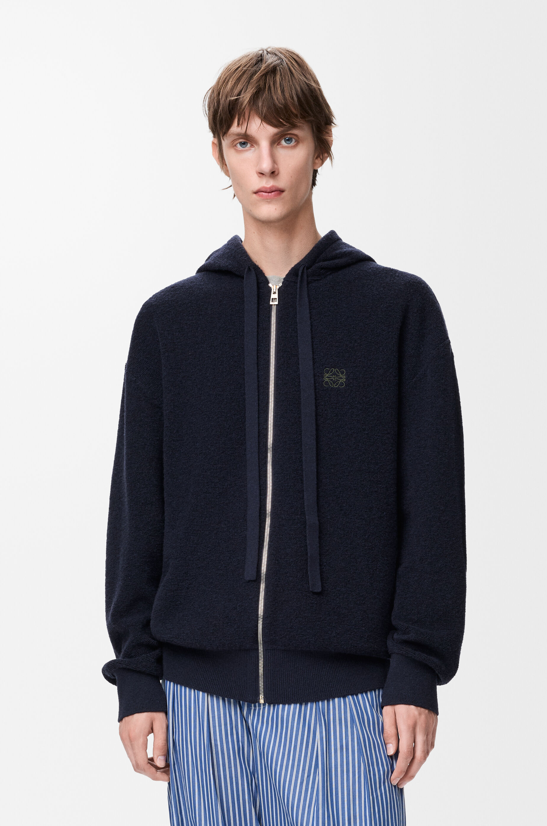 Anagram zip-up hoodie in wool Blue - LOEWE USA Official Website