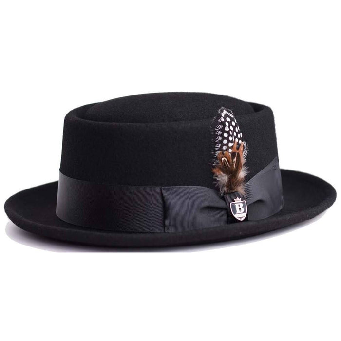 Porkpie Classic Brim Wool Felt Telescope Crown Fedora by Bruno