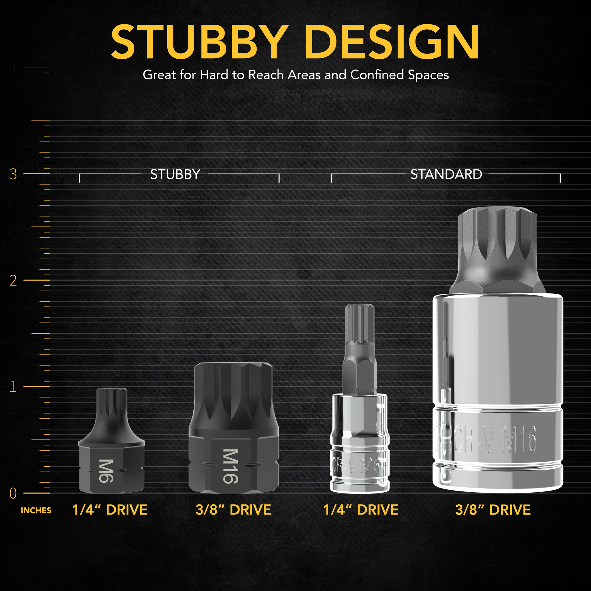 LEXIVON Triple Square Bit Socket Set, Dual Drive Supper Short XZN