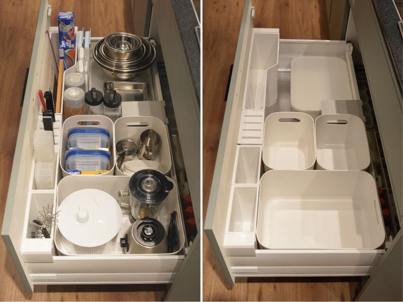 リクシルのキッチンの収納例。使いやすいシンク下収納の作り方