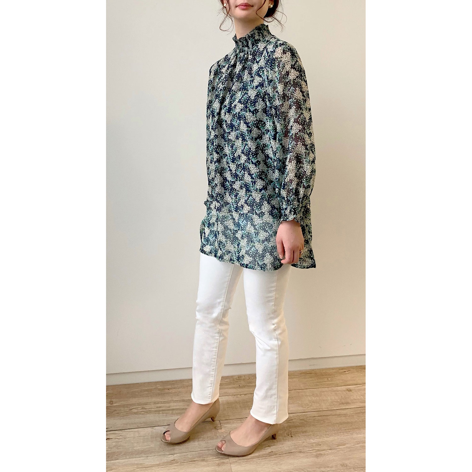 ラコルテエイジレス プリント・チュニック丈ブラウス | ライトアップ