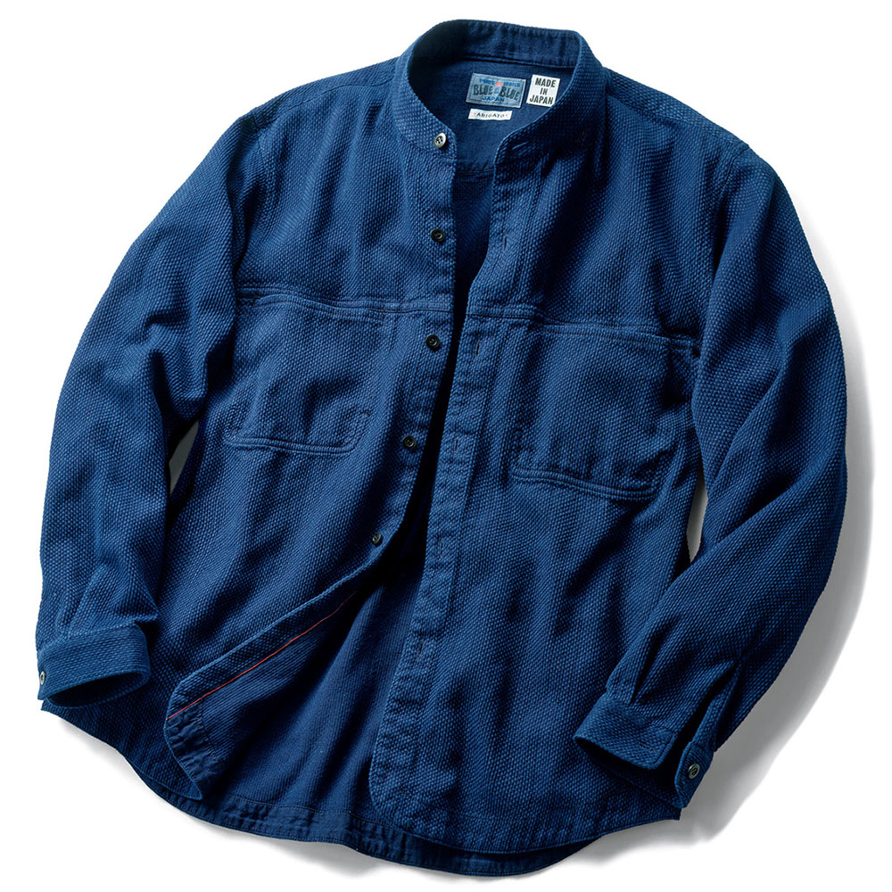 ブルーブルージャパン インディゴ染め・刺し子織りオーバーシャツ