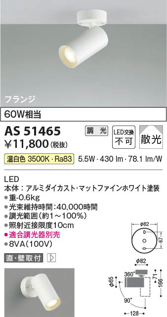 Koizumi コイズミ照明 LEDスポットライト AS51465 | 商品紹介 | 照明