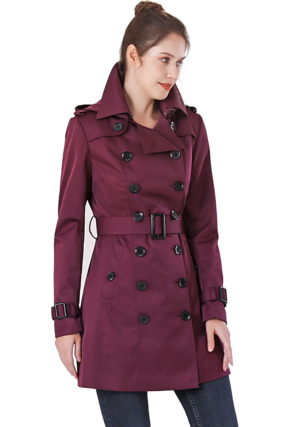 BGSD Women Leah Waterproof Hooded Mid Length Trench Coat – Luxury Lane