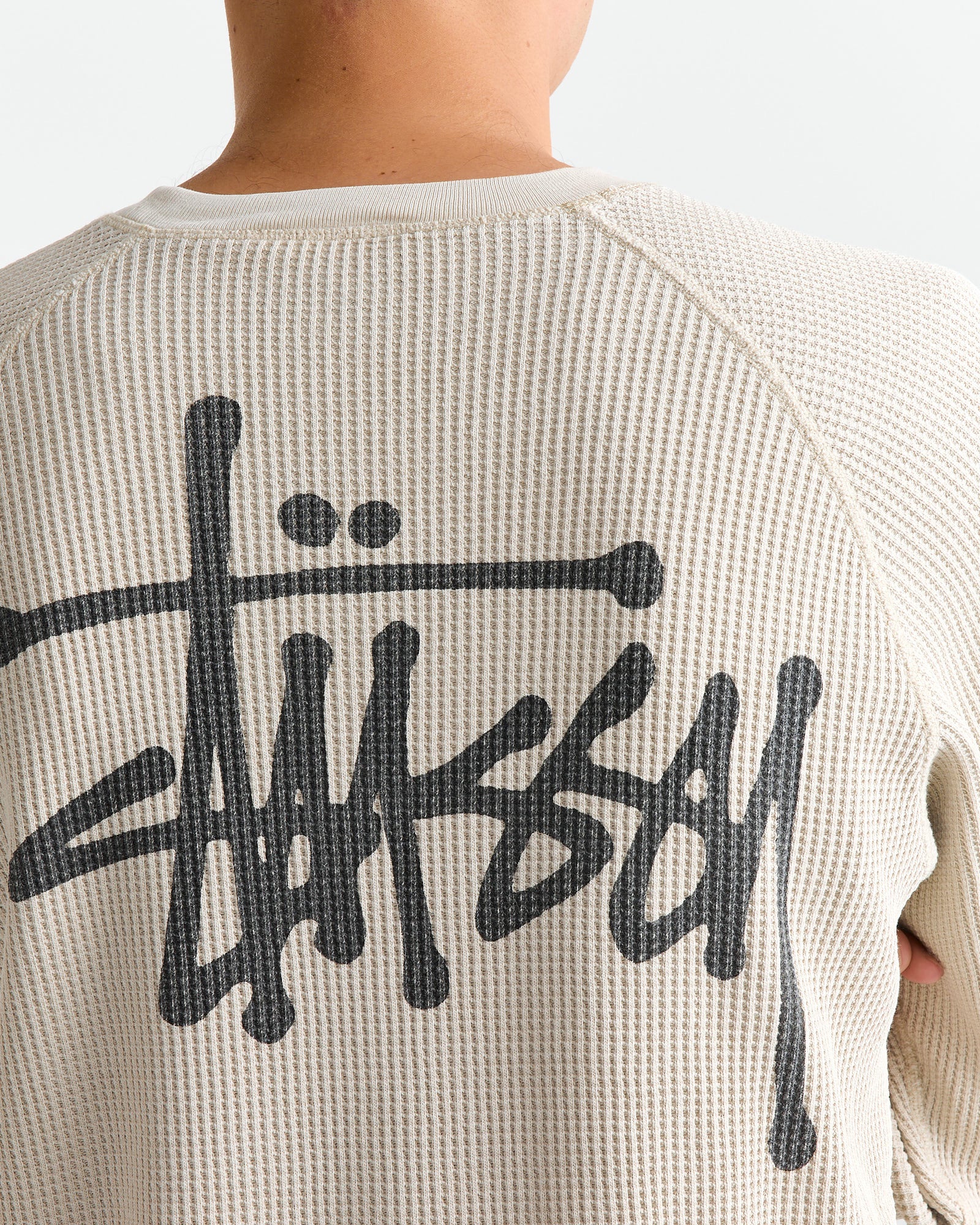 Raglan Thermal Basic Crewneck in Bone