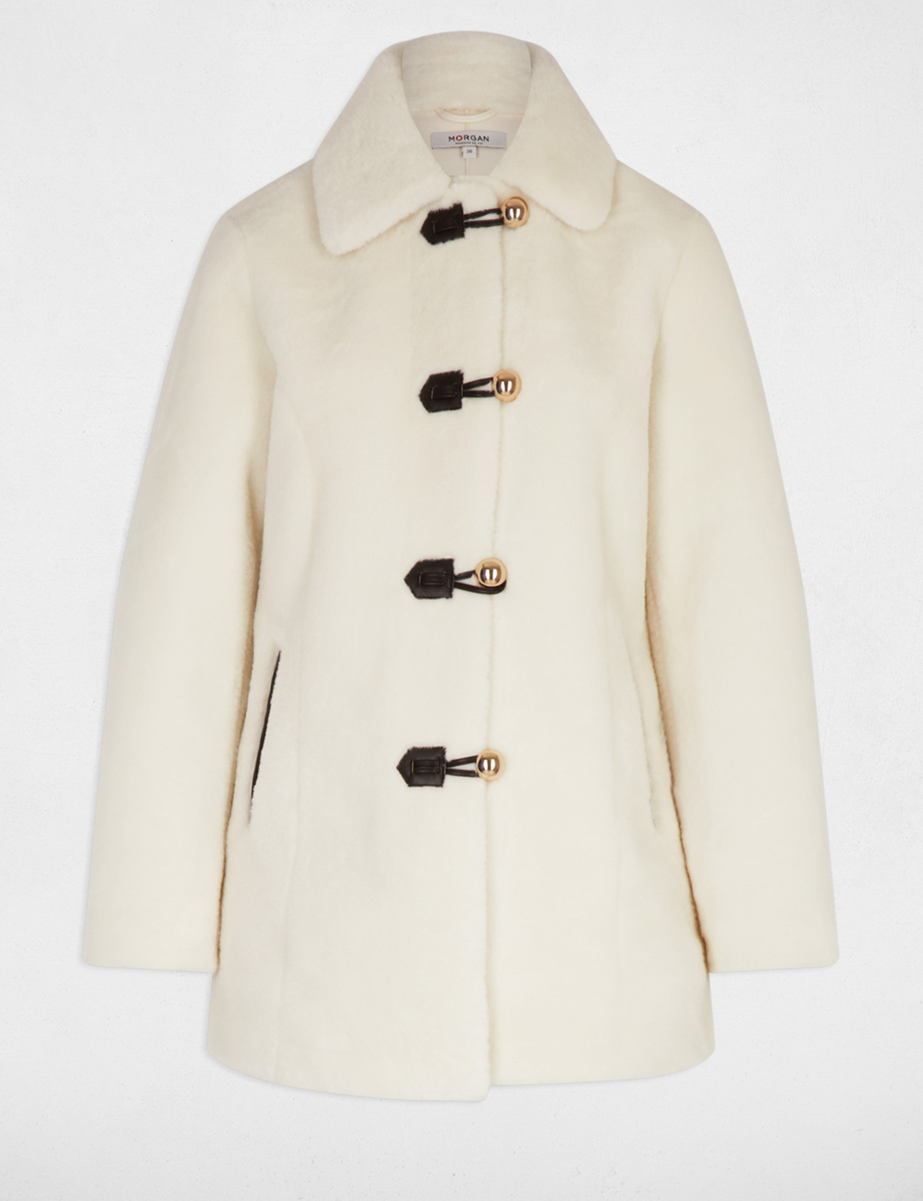 Short faux fur coat ivory women | Morgan