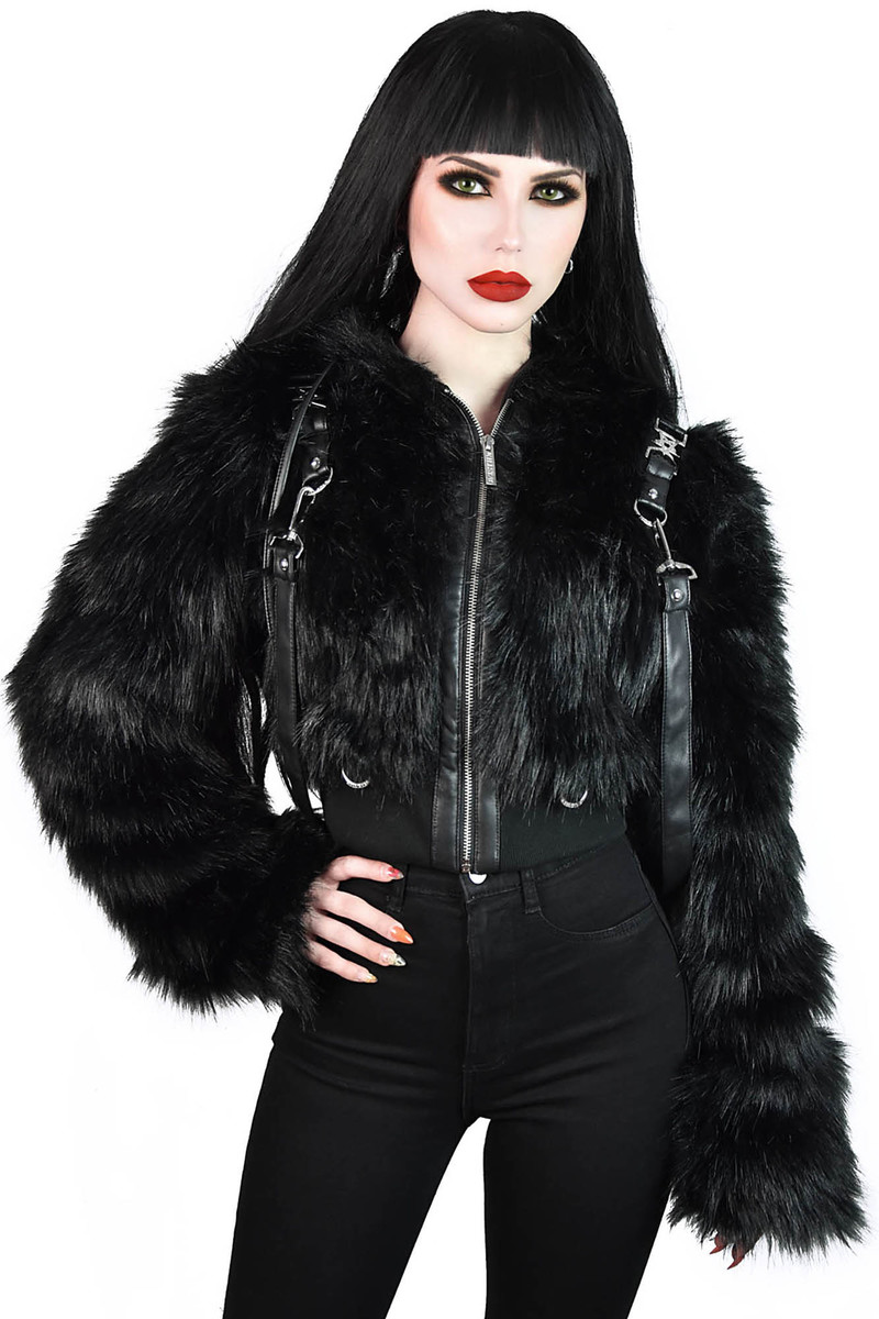 Women's jacket KILLSTAR - Night Creature Faux-Fur - KSRA002233