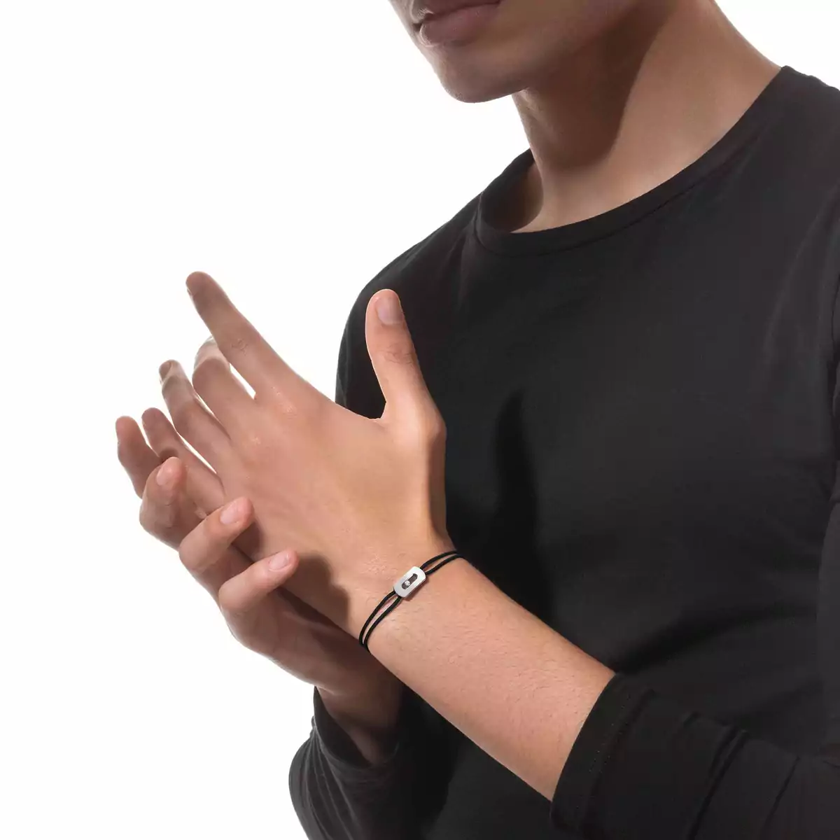 Move Titanium Diamond Black Cord Bracelet in Natural Titanium