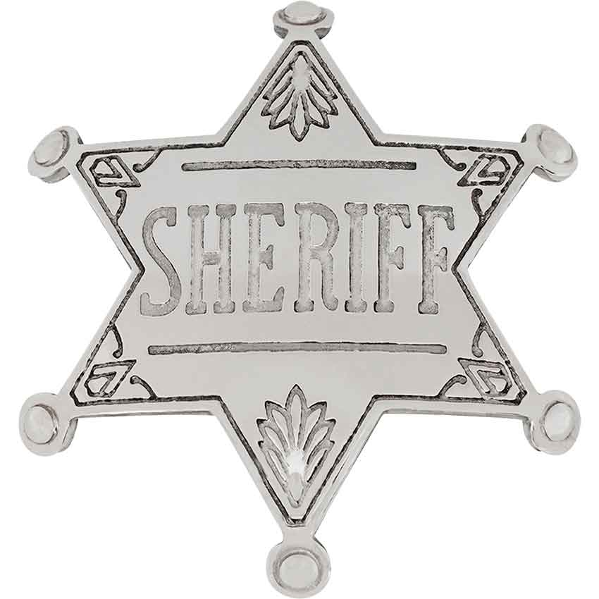 Nickel Western Sheriff Badge - HW-701572N - Medieval Collectibles