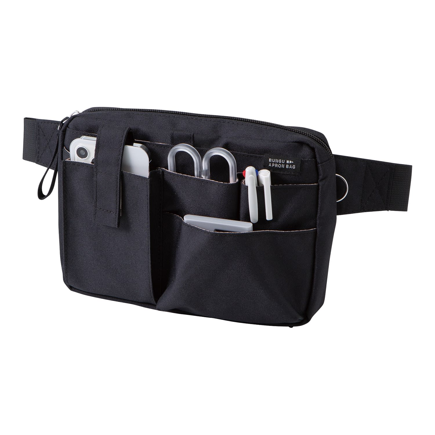 文具エプロンバッグ マチ付 ウエストポーチ 25-7409-00 クツワ BE020BK