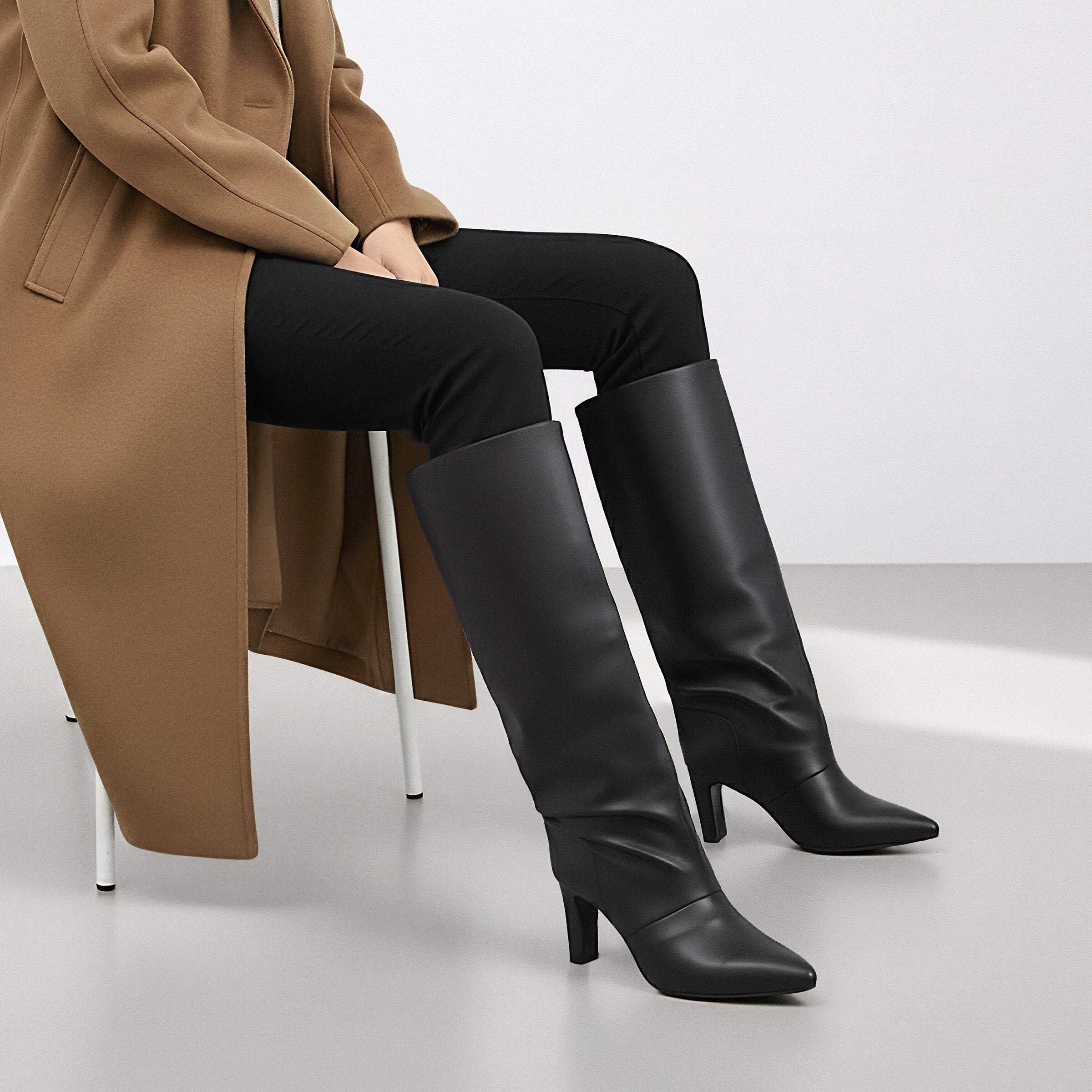 30%OFF：2025AW：ワイドシャフト ロングブーツ（m81007）ブラック