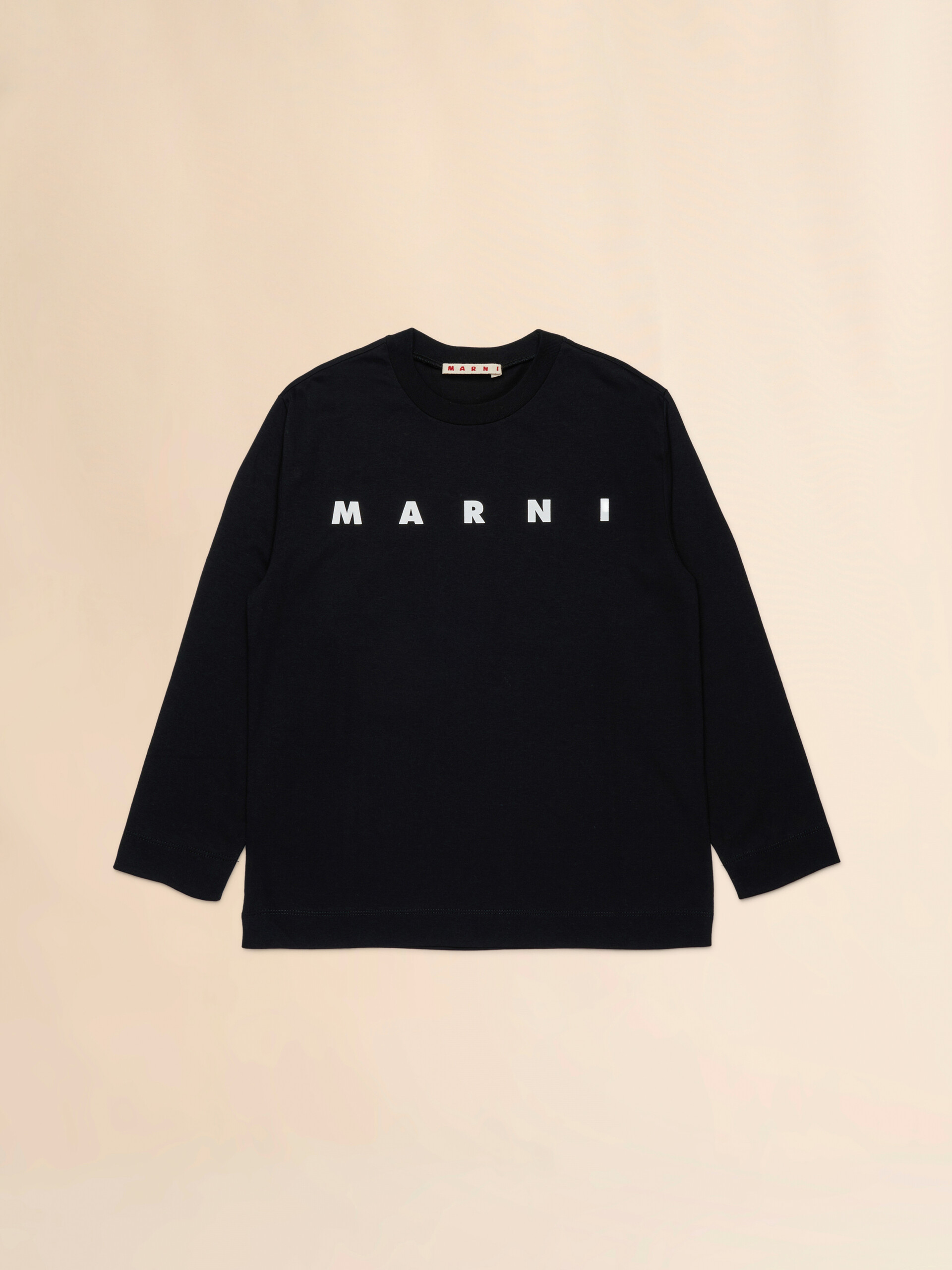 Marniプリント長袖コットンTシャツ ブラック | Marni