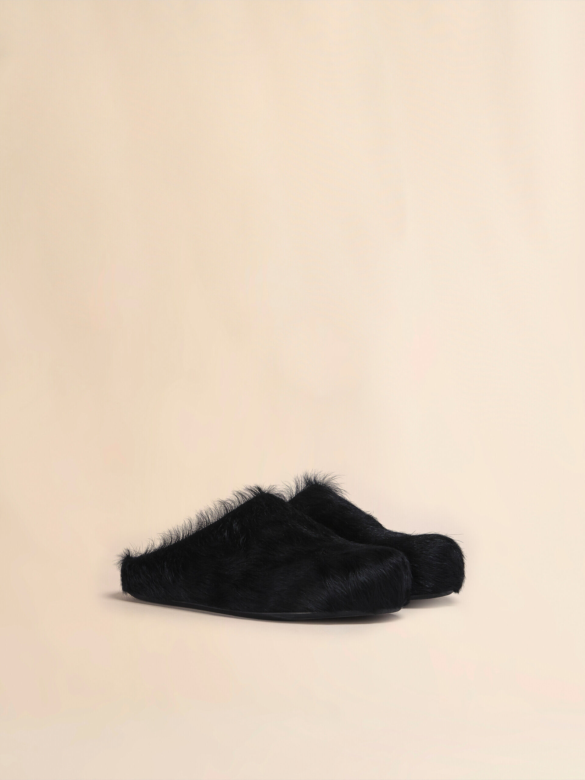 Black long hair calfskin Fussbett sabot | Marni