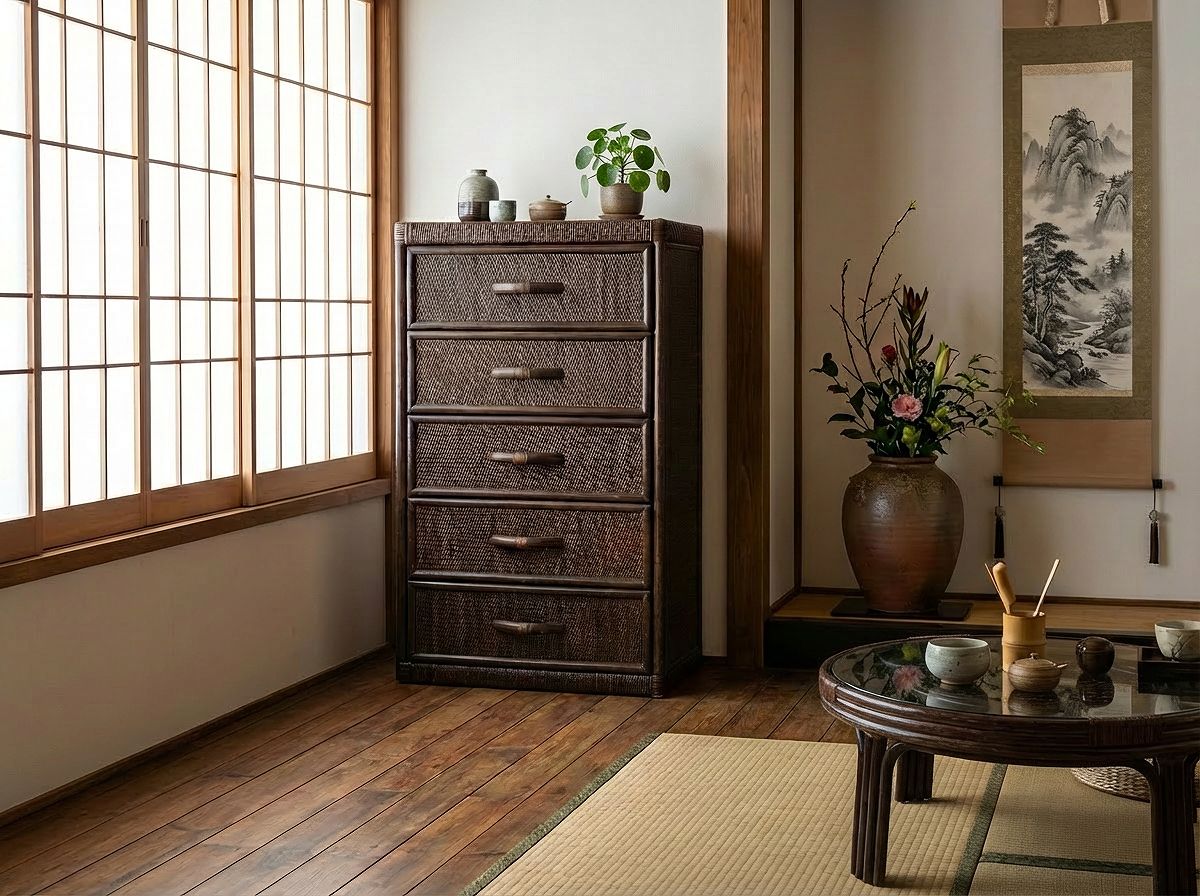 5段ラタンチェスト | 籐家具職人の店みうらラタン