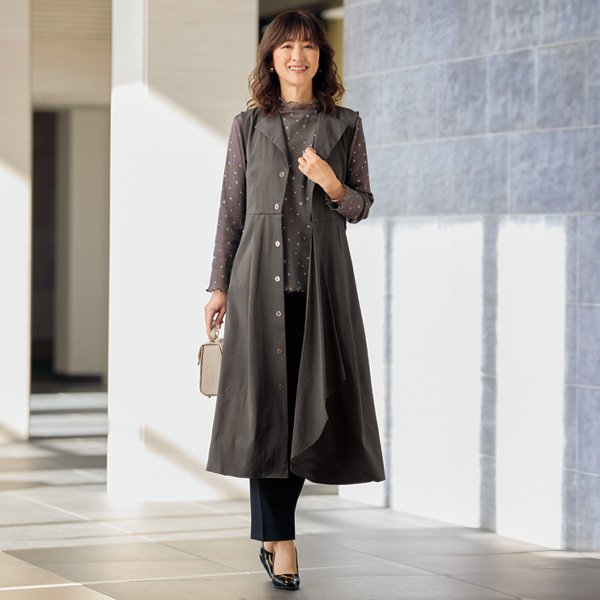 ドレープジレワンピース 共布ベルト付 | 京都通販ミセスのファッション