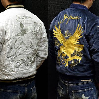 テーラー東洋スカジャン「GOLD EAGLE×JAPAN MAP」別珍×サテンキルト