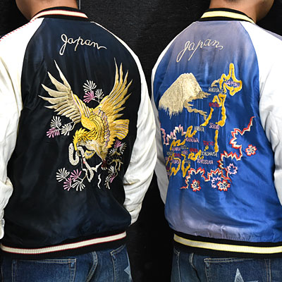 東洋スカジャン「EAGLE×JAPAN MAP」サテンスカ・エージングモデル NO