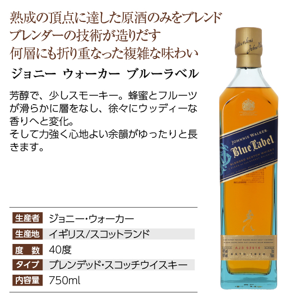 ギフト ジョニーウォーカー ブルーラベル 40度 正規 箱付 750ml