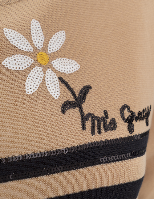 マーガレット刺繍入りボーダーニットワンピース | msgracy