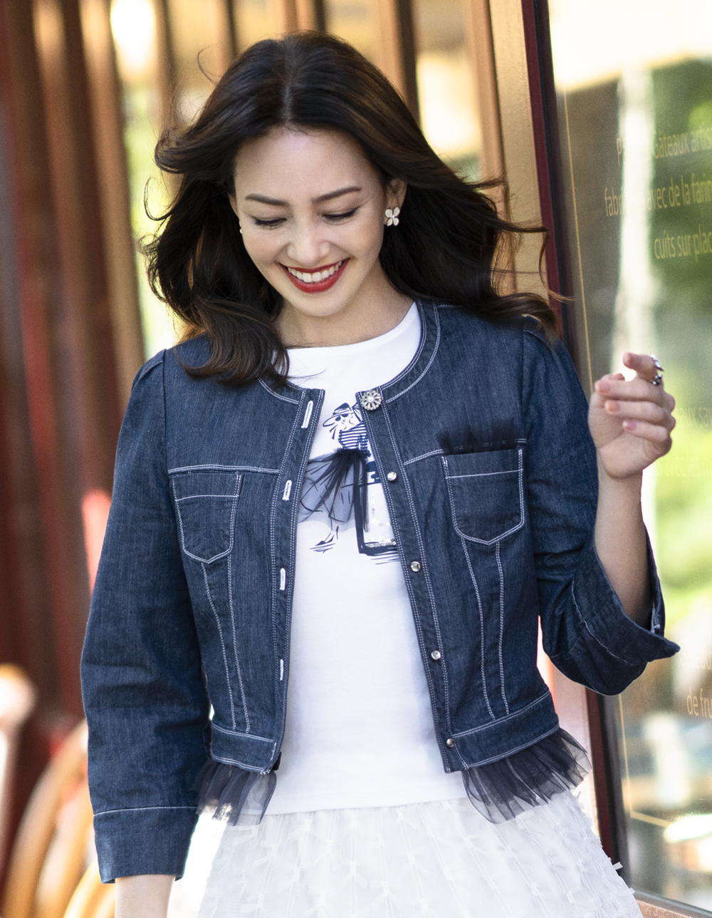 取り外しチュール付きデニムジャケット | msgracy