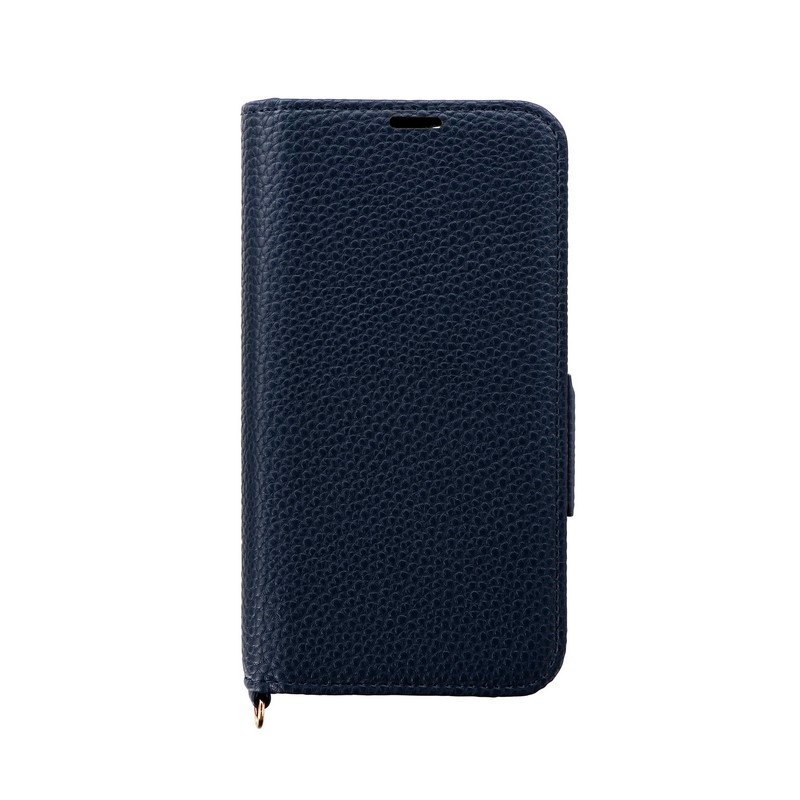 iPhone 14/13 本革風レザーフラップケース 「ORVA」 ネイビー (ハンド