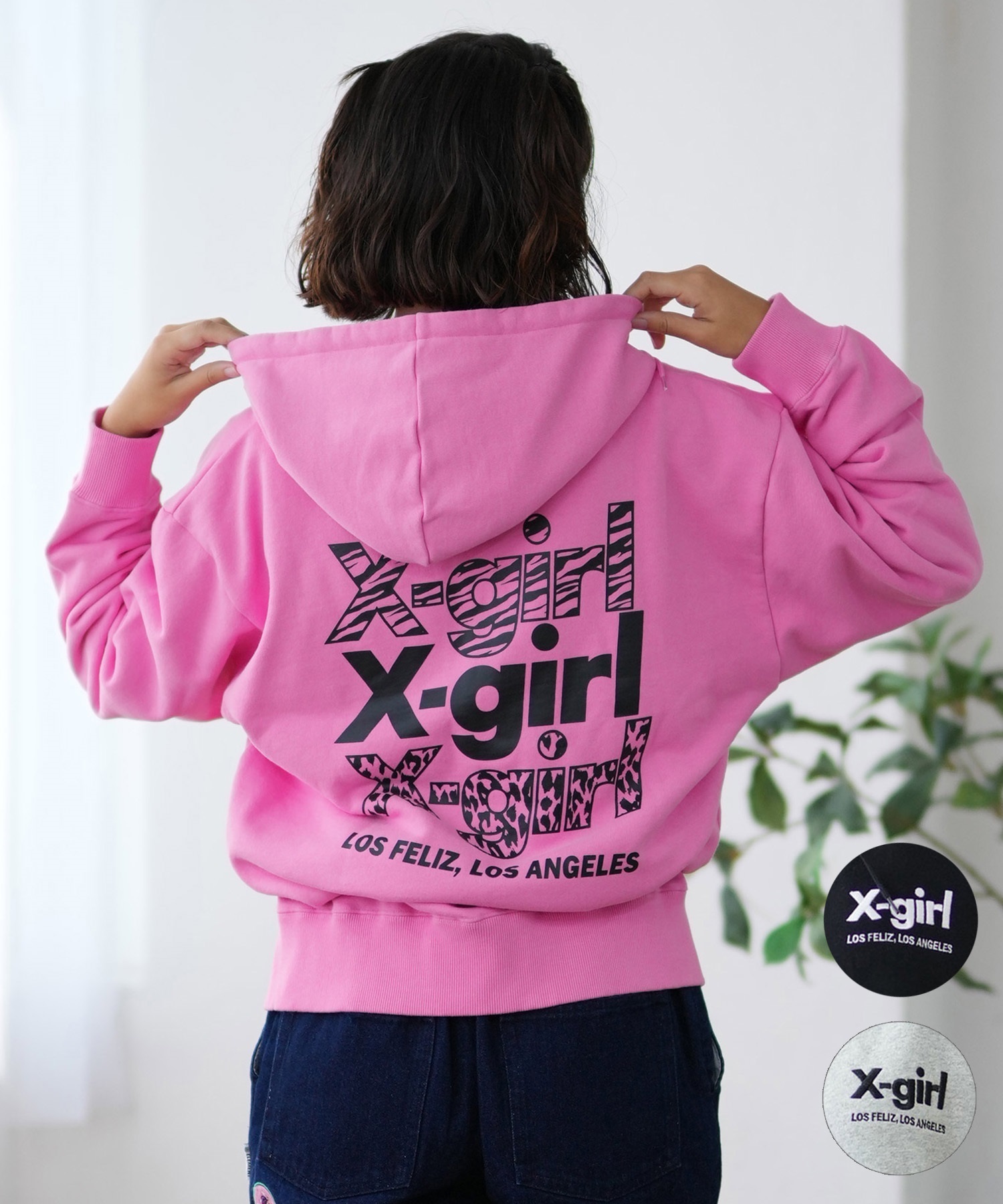 X-girl エックスガール パーカー ジップアップ レディース ロゴ バック