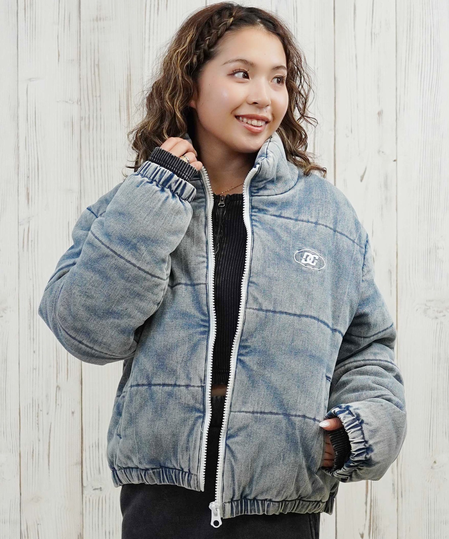 DC ディーシー ダウン ジャケット レディース シンプル ロゴ 中綿