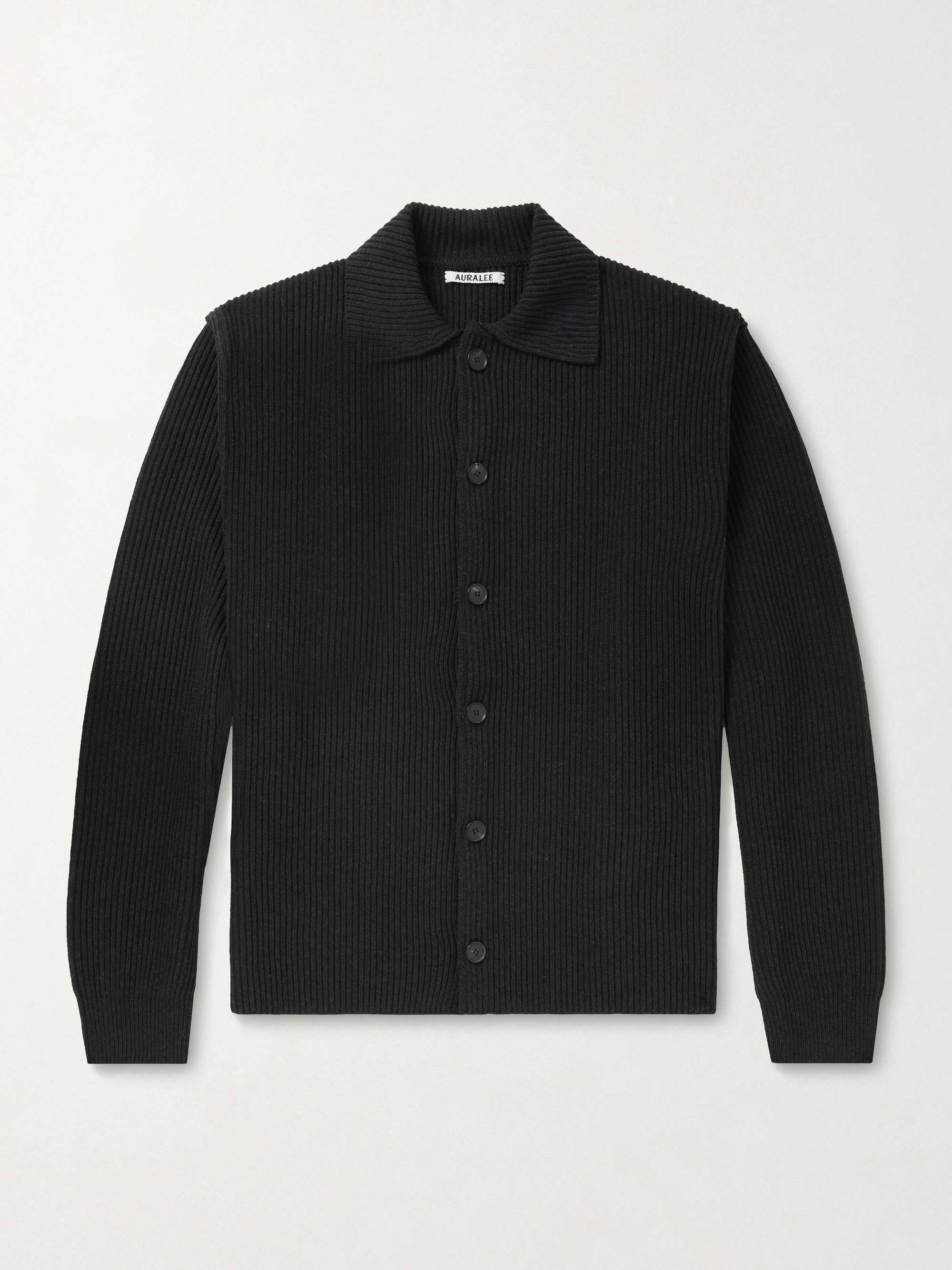 AURALEE Ribbed-Knit Wool Shirt Cardigan for Men | MR PORTER