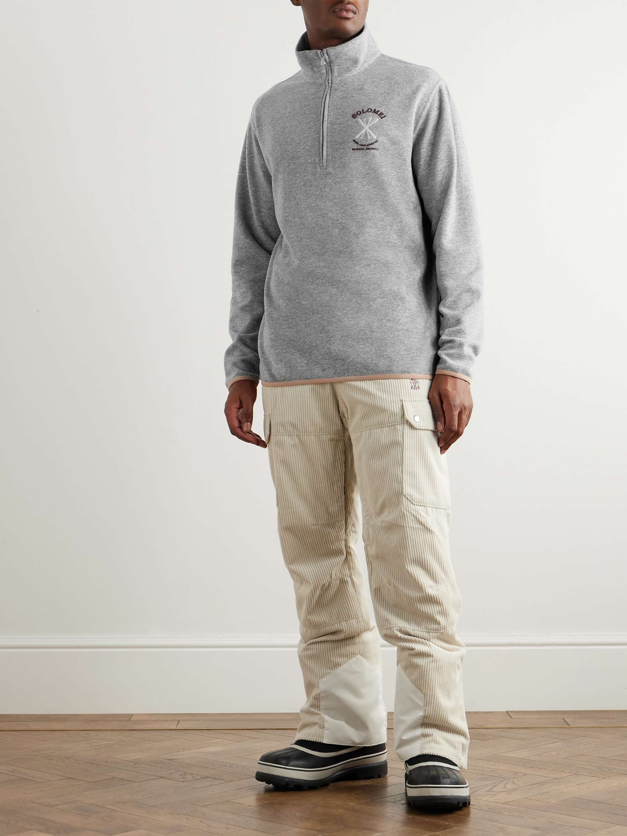 BRUNELLO CUCINELLI Logo-Embroidered Cashmere-Blend Half-Zip