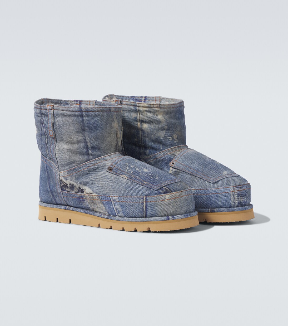 Trompe l'œil leather snow boots in blue - Acne Studios | Mytheresa