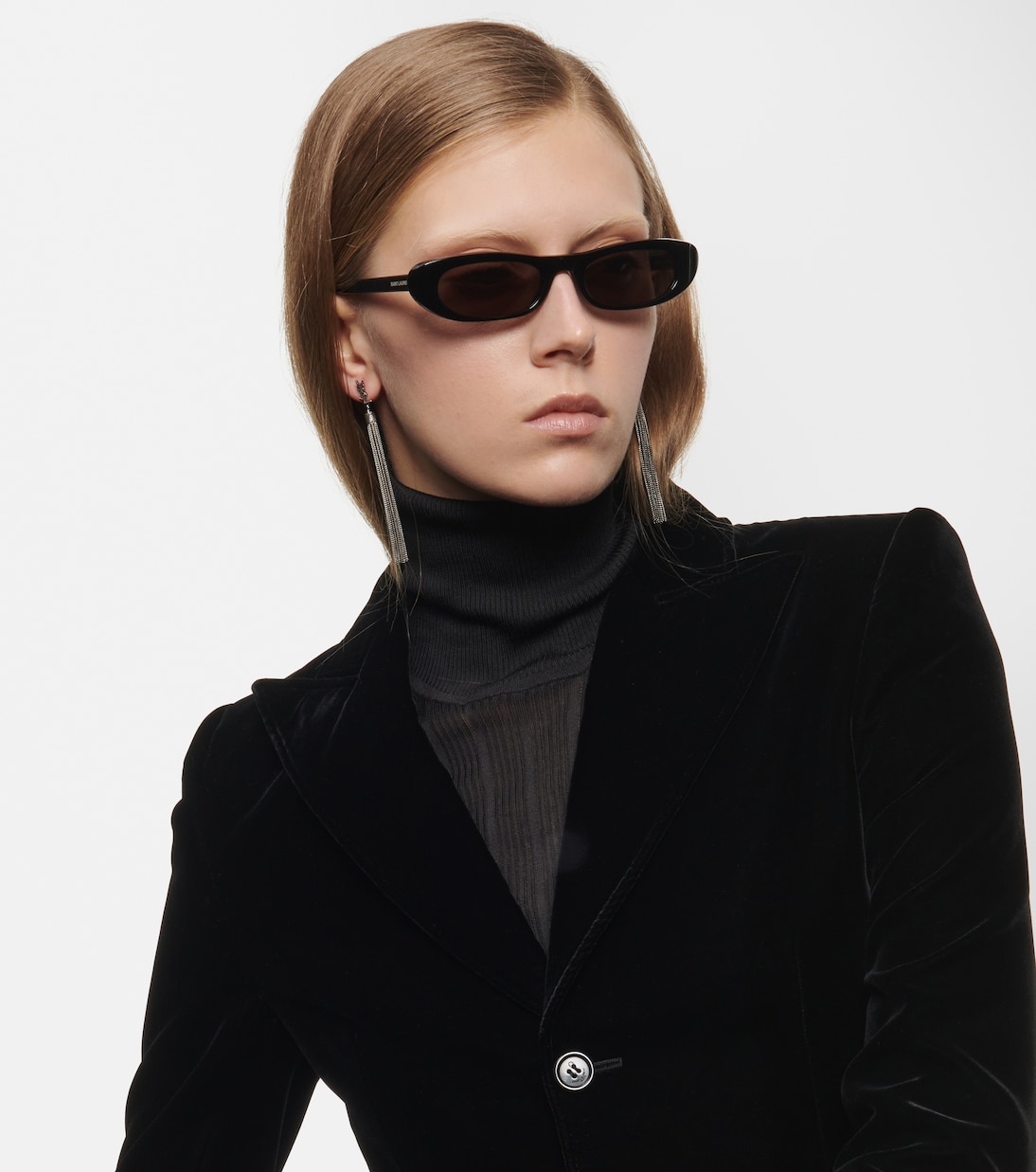 SL 557 Shade oval sunglasses in black - Saint Laurent | Mytheresa