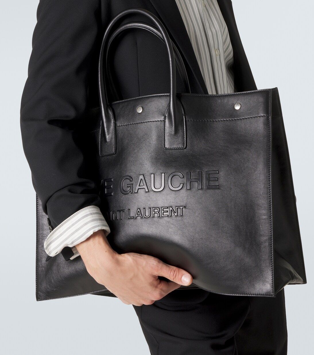 Rive Gauche leather tote bag in black - Saint Laurent | Mytheresa