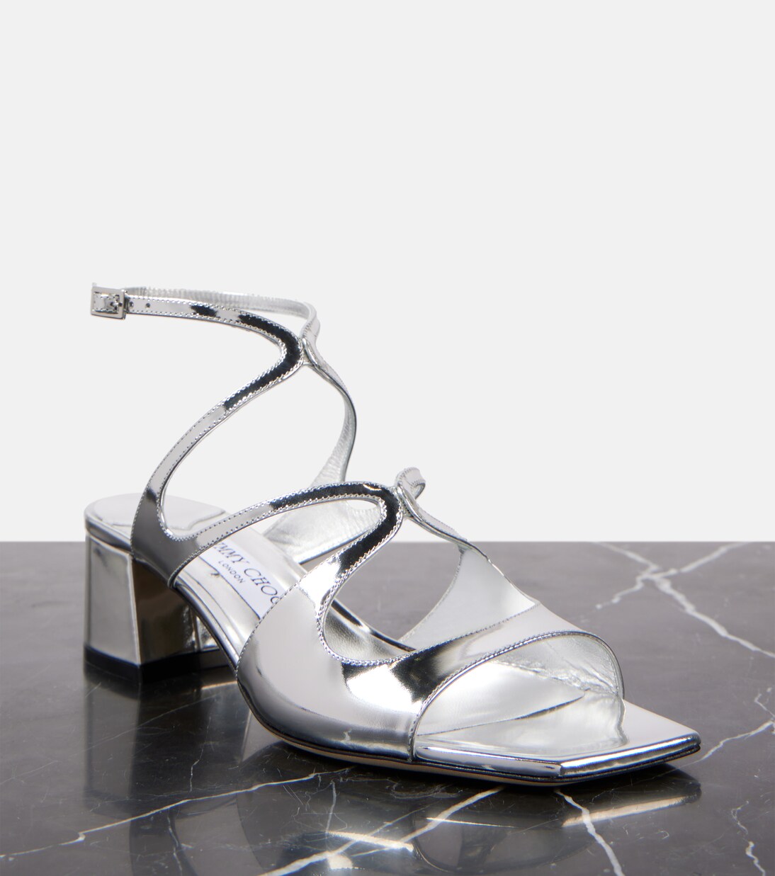 Azilia 45 metallic leather sandals in silver - Jimmy Choo | Mytheresa