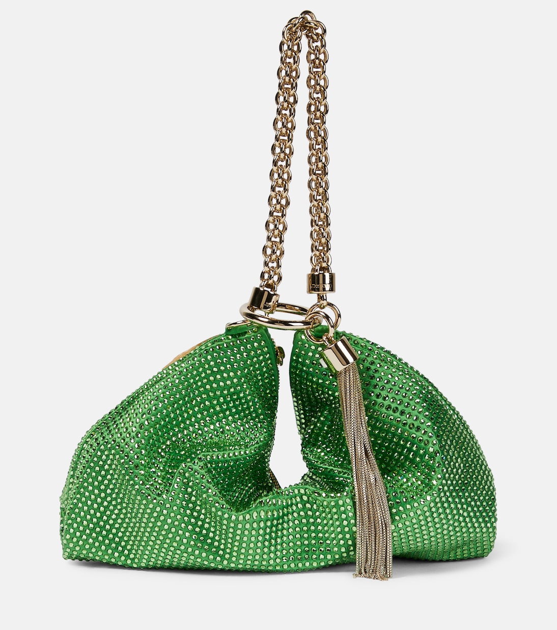 Callie crystal-embellished pouch in green - Jimmy Choo | Mytheresa