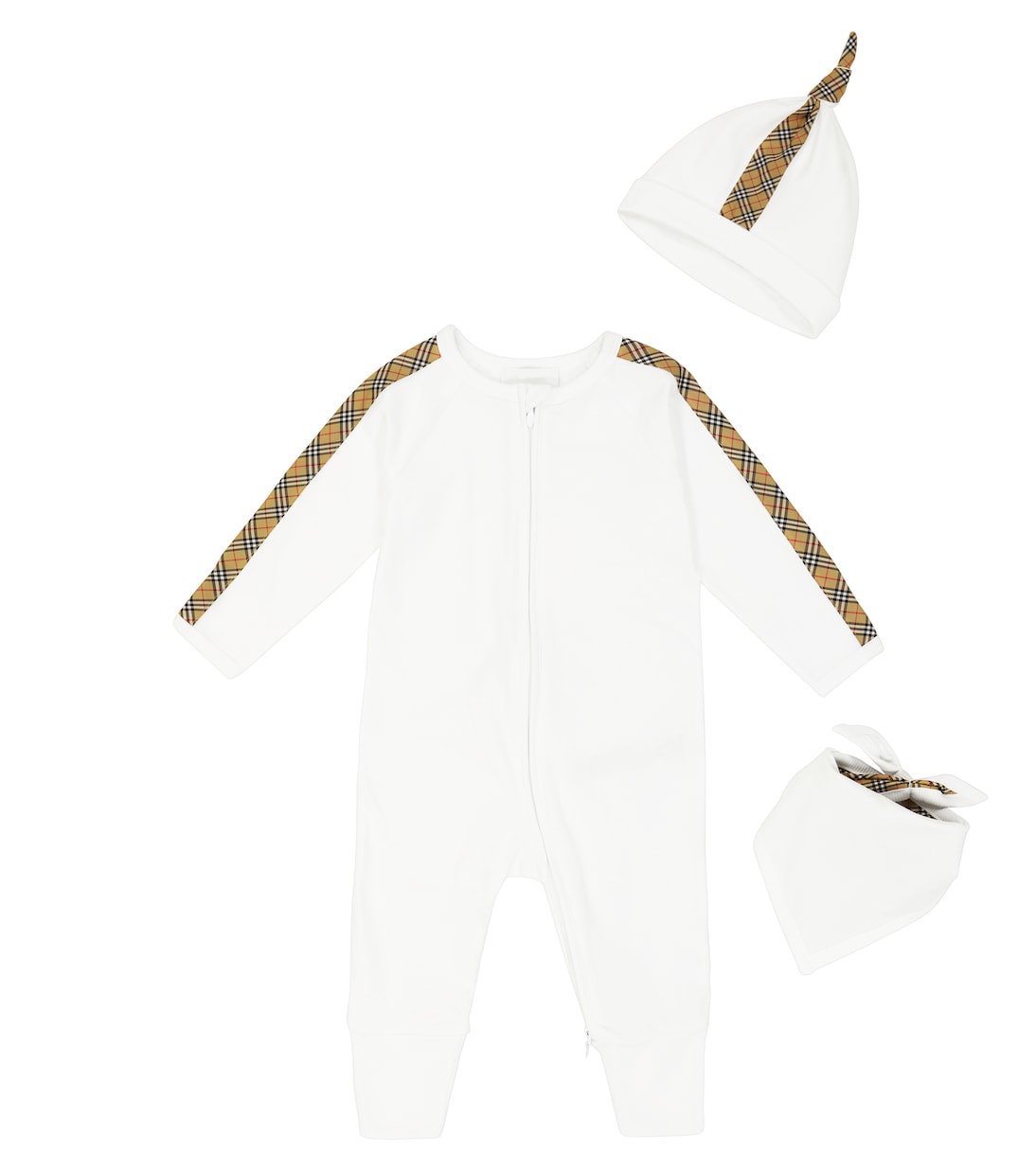 Baby onesie, bib and hat set in white - Burberry Kids | Mytheresa
